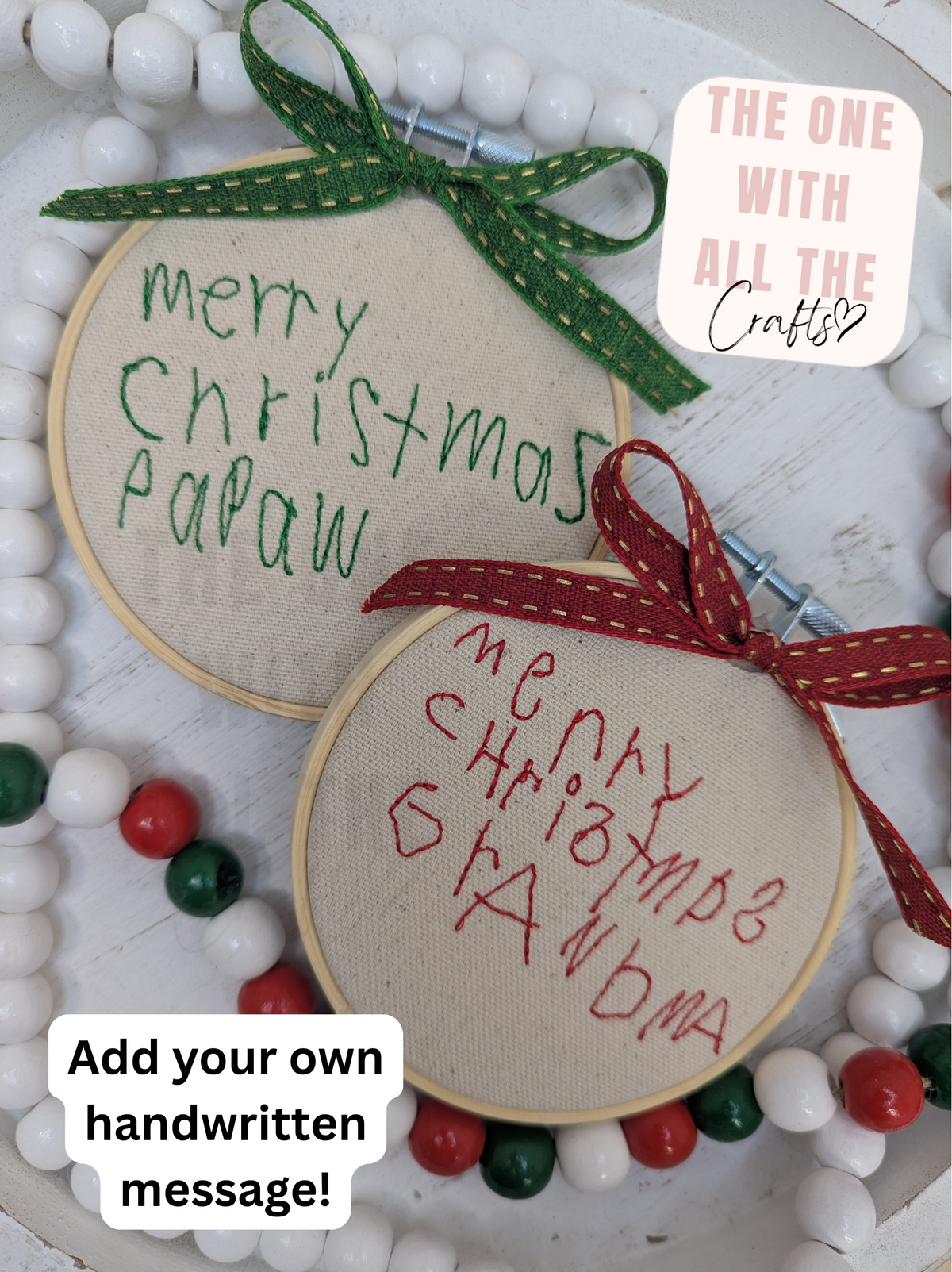 Custom Handwritten Embroidered Ornament