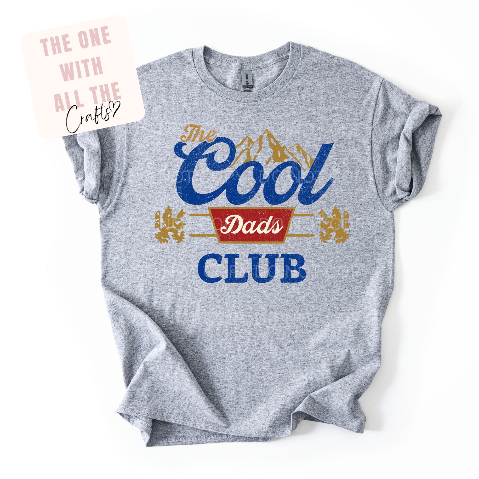 Gray t-shirt with 'The Cool Dad's Club' text design on a white background
