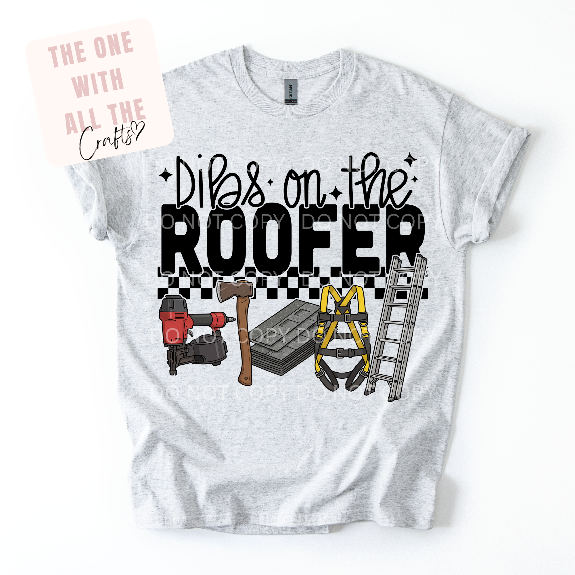 Gray t-shirt with graphic design and text on a white background