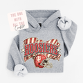 Gray hoodie with 'Hoosiers' and football helmet design on a white background