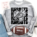 Gray sweatshirt with a cartoon character and text, next to a Wilson football.