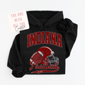 Black hoodie with 'Indiana Football' design on a white background