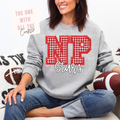 north posey starts letterman design on sport grey crewneck