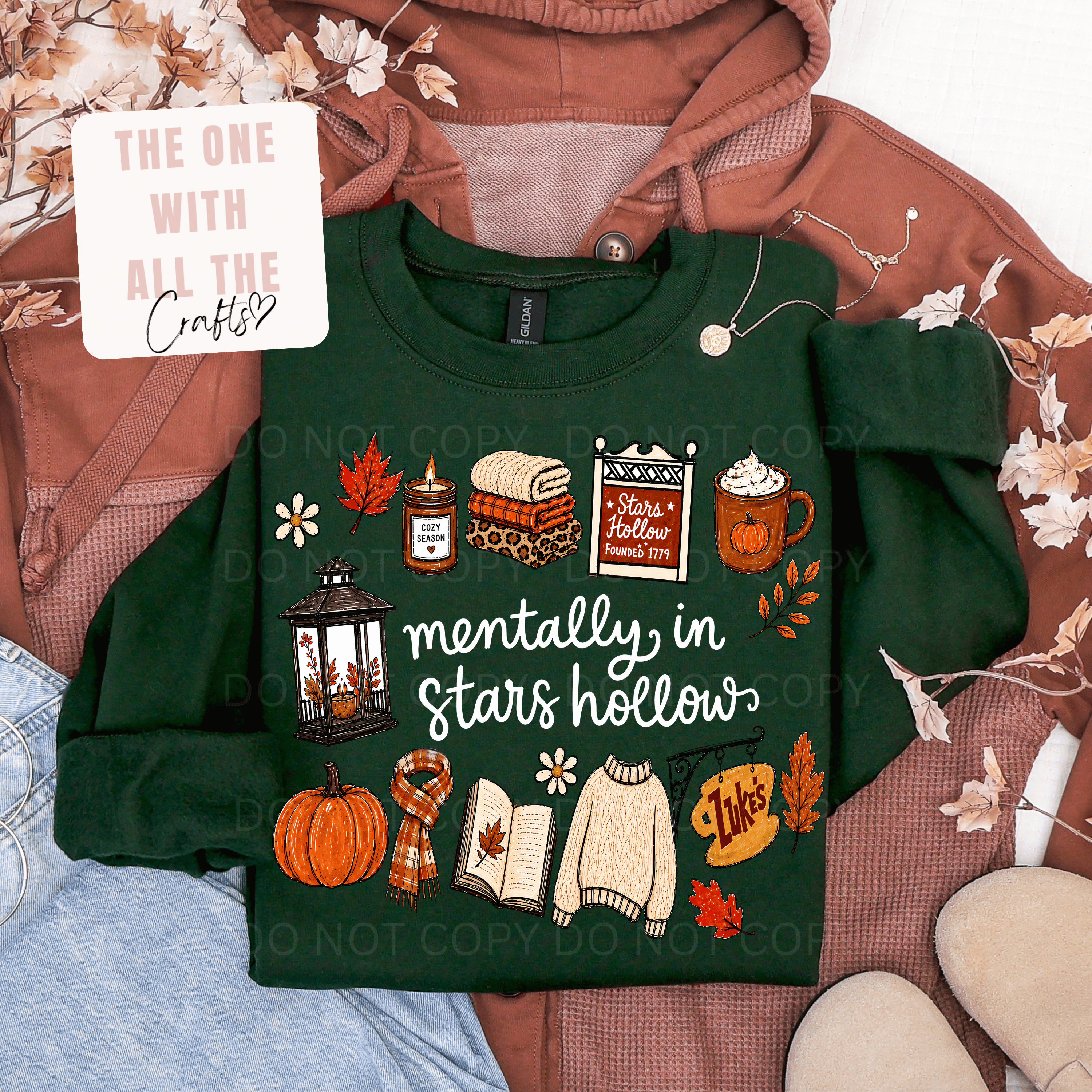fall stars hollow crewneck, luke's coffee, cozy season