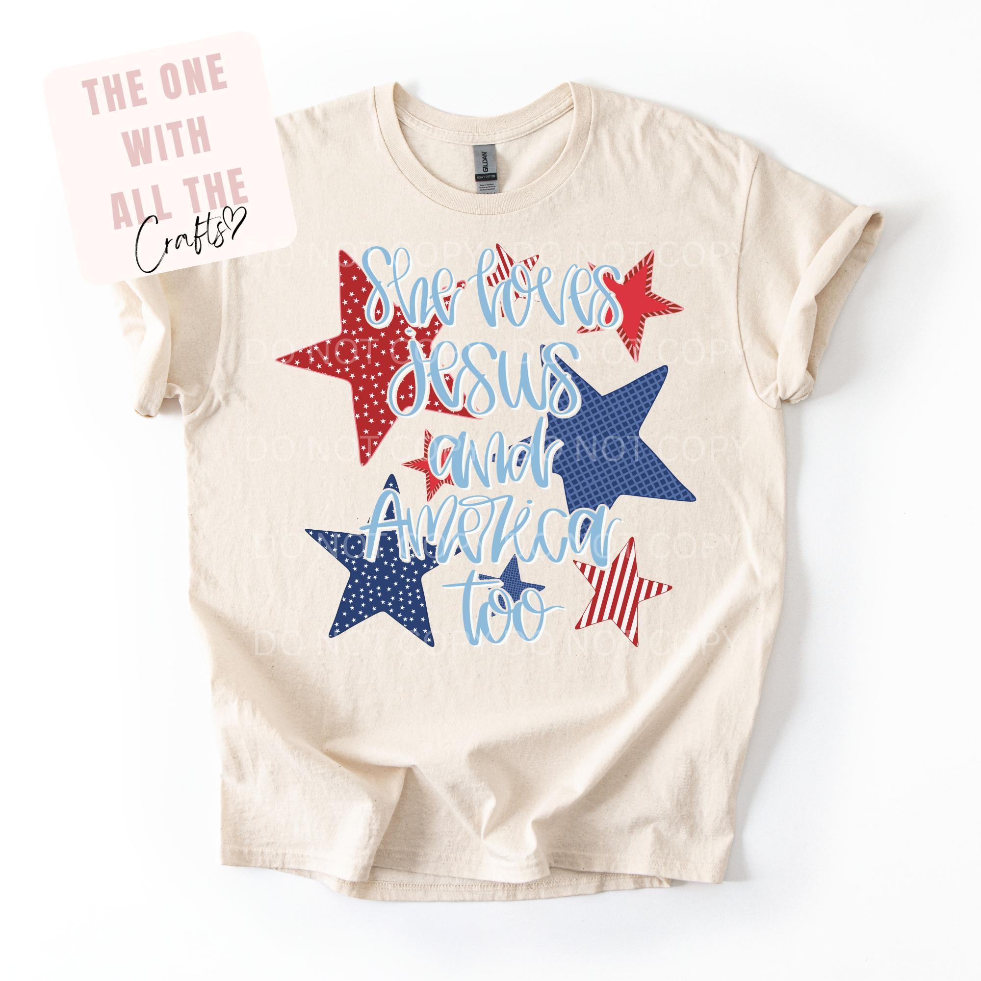 She Loves Jesus and America Too Stars Tee